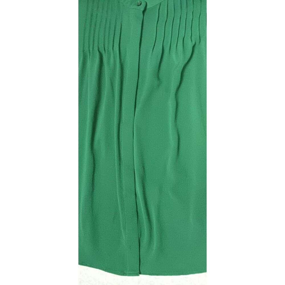 Cece Long Sleeve Pin Tuck Ruffled Blouse 3XL Alpine Green Pleated Peasant Button - Picture 6 of 12